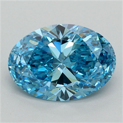Picture of Lab Grown Diamond 1.70 Carats, Oval with  Cut, Fancy Vivid Blue Color, VVS2 Clarity and Certified by IGI