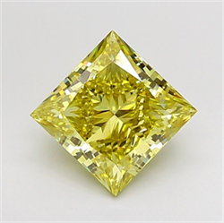 Picture of Lab Grown Diamond 3.04 Carats, Princess with  Cut, Fancy Intense Yellow Color, VS1 Clarity and Certified by IGI