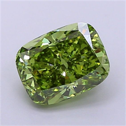 Picture of Lab Grown Diamond 1.55 Carats, Cushion with  Cut, Fancy Vivid Green Color, VS2 Clarity and Certified by IGI