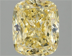 Picture of Lab Grown Diamond 2.76 Carats, CUSHION MODIFIED with  Cut, Fancy Vivid Yellow Color, VVS2 Clarity and Certified by IGI