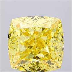Picture of Lab Grown Diamond 6.58 Carats, CUSHION MODIFIED with  Cut, Fancy Vivid Yellow Color, VS1 Clarity and Certified by IGI