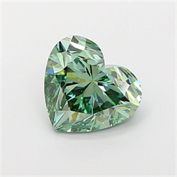 Picture of Lab Grown Diamond 2.00 Carats, Heart with  Cut, Fancy Vivid Green Color, VVS2 Clarity and Certified by IGI
