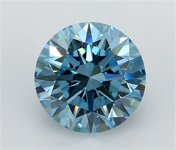 Picture of Lab Grown Diamond 5.38 Carats, Round with Ideal Cut, Fancy Vivid Blue Color, VS1 Clarity and Certified by IGI