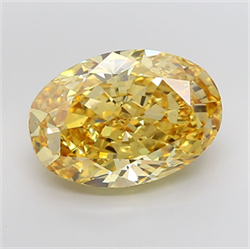 Picture of Lab Grown Diamond 11.01 Carats, Oval with  Cut, Fancy Vivid Yellow Color, VS1 Clarity and Certified by IGI