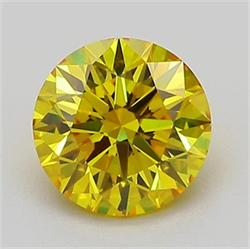 Picture of Lab Grown Diamond 1.22 Carats, Round with Ideal Cut, Fancy Vivid Yellow Color, VS1 Clarity and Certified by IGI