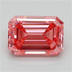 Picture of Lab Grown Diamond 1.67 Carats, Emerald with  Cut, Fancy Vivid Pink Color, VVS2 Clarity and Certified by IGI