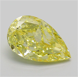 Picture of Lab Grown Diamond 3.91 Carats, Pear with  Cut, Fancy Intense Yellow Color, VVS2 Clarity and Certified by IGI