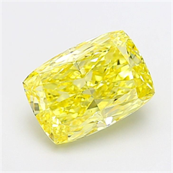 Picture of Lab Grown Diamond 4.02 Carats, CUSHION MODIFIED with  Cut, Fancy Intense Yellow Color, VS1 Clarity and Certified by IGI