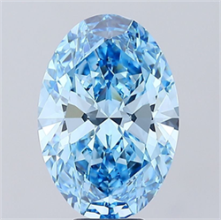 Picture of Lab Grown Diamond 8.00 Carats, Oval with  Cut, Fancy Vivid Blue Color, VVS2 Clarity and Certified by IGI
