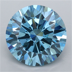 Picture of Lab Grown Diamond 5.06 Carats, Round with Ideal Cut, Fancy Vivid Blue Color, VS1 Clarity and Certified by IGI