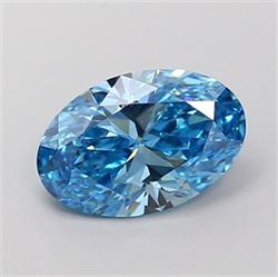 Picture of Lab Grown Diamond 1.45 Carats, Oval with  Cut, Fancy Vivid Blue Color, VVS2 Clarity and Certified by IGI