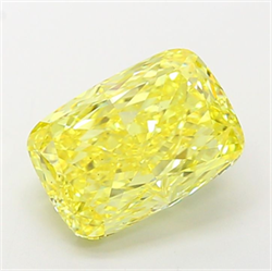 Picture of Lab Grown Diamond 5.02 Carats, CUSHION MODIFIED with  Cut, Fancy Vivid Yellow Color, VS1 Clarity and Certified by IGI