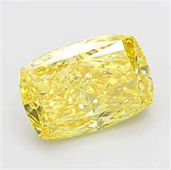 Picture of Lab Grown Diamond 4.59 Carats, CUSHION MODIFIED with  Cut, Fancy Intense Yellow Color, VVS2 Clarity and Certified by IGI