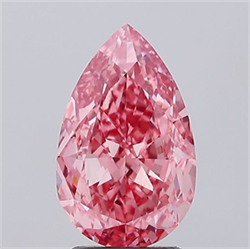 Picture of Lab Grown Diamond 3.10 Carats, Pear with  Cut, Fancy Vivid Pink Color, VS1 Clarity and Certified by IGI