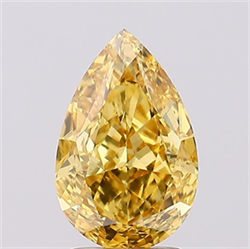 Picture of Lab Grown Diamond 2.55 Carats, Pear with  Cut, Fancy Vivid Yellow Color, VS2 Clarity and Certified by IGI