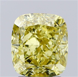 Picture of Lab Grown Diamond 2.70 Carats, CUSHION MODIFIED with  Cut, Fancy Vivid Yellow Color, VS2 Clarity and Certified by IGI