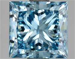 Picture of Lab Grown Diamond 3.33 Carats, Princess with  Cut, Fancy Intense Blue Color, VS2 Clarity and Certified by IGI