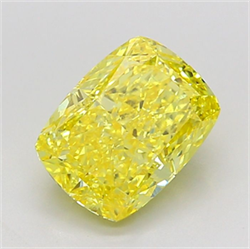 Picture of Lab Grown Diamond 2.31 Carats, CUSHION MODIFIED with  Cut, Fancy Vivid Yellow Color, VVS1 Clarity and Certified by IGI