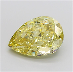 Picture of Lab Grown Diamond 7.65 Carats, Pear with  Cut, Fancy Vivid Yellow Color, VS2 Clarity and Certified by IGI