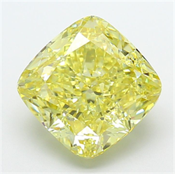 Picture of Lab Grown Diamond 5.07 Carats, CUSHION MODIFIED with  Cut, Fancy Intense Yellow Color, VVS2 Clarity and Certified by IGI