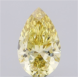 Picture of Lab Grown Diamond 2.51 Carats, Pear with  Cut, Fancy Intense Yellow Color, VS2 Clarity and Certified by IGI