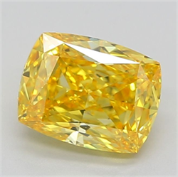 Picture of Lab Grown Diamond 1.53 Carats, CUSHION MODIFIED with  Cut, Fancy Vivid Yellow Color, VVS2 Clarity and Certified by IGI