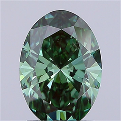 Picture of Lab Grown Diamond 1.96 Carats, Oval with  Cut, Fancy Vivid Green Color, VS1 Clarity and Certified by IGI