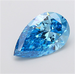 Picture of Lab Grown Diamond 4.02 Carats, Pear with  Cut, Fancy Vivid Blue Color, VS1 Clarity and Certified by IGI