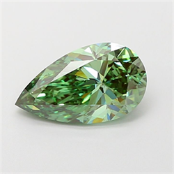 Picture of Lab Grown Diamond 2.00 Carats, Pear with  Cut, Fancy Vivid Green Color, VS1 Clarity and Certified by IGI