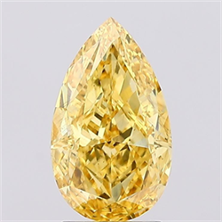 Picture of Lab Grown Diamond 2.53 Carats, Pear with  Cut, Fancy Vivid Yellow Color, VS2 Clarity and Certified by IGI