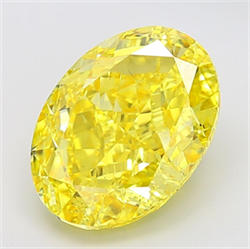 Picture of Lab Grown Diamond 9.01 Carats, Oval with  Cut, Fancy Vivid Yellow Color, VS2 Clarity and Certified by IGI