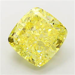 Picture of Lab Grown Diamond 9.02 Carats, CUSHION MODIFIED with  Cut, Fancy Vivid Yellow Color, VS1 Clarity and Certified by IGI