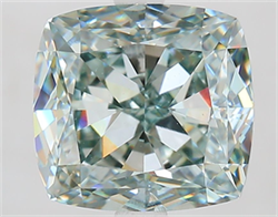 Picture of Lab Grown Diamond 4.06 Carats, CUSHION MODIFIED with  Cut, Fancy Green Color, VVS2 Clarity and Certified by IGI