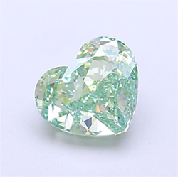 Picture of Lab Grown Diamond 1.40 Carats, Heart with  Cut, Fancy Vivid Green Color, VVS1 Clarity and Certified by IGI