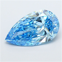 Picture of Lab Grown Diamond 4.03 Carats, Pear with  Cut, Fancy Vivid Blue Color, VVS2 Clarity and Certified by IGI