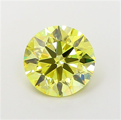 Picture of Lab Grown Diamond 1.90 Carats, Round with Ideal Cut, Fancy Intense Yellow Color, VVS2 Clarity and Certified by IGI