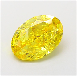 Picture of Lab Grown Diamond 1.61 Carats, Oval with  Cut, Fancy Vivid Yellow Color, IF Clarity and Certified by IGI