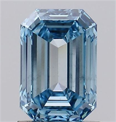 Picture of Lab Grown Diamond 1.33 Carats, Emerald with  Cut, Fancy Intense Blue Color, VS2 Clarity and Certified by IGI