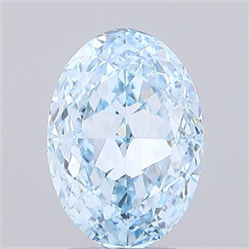 Picture of Lab Grown Diamond 3.02 Carats, Oval with  Cut, Fancy Intense Blue Color, VS1 Clarity and Certified by IGI