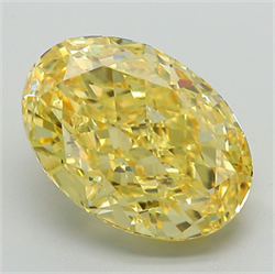 Picture of Lab Grown Diamond 6.28 Carats, Oval with  Cut, Fancy Vivid Yellow Color, VS1 Clarity and Certified by IGI