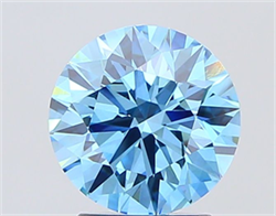 Picture of Lab Grown Diamond 2.31 Carats, Round with Ideal Cut, Fancy Vivid Blue Color, VS2 Clarity and Certified by IGI