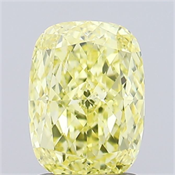 Picture of Lab Grown Diamond 1.47 Carats, CUSHION MODIFIED with  Cut, Fancy Intense Yellow Color, VVS2 Clarity and Certified by IGI