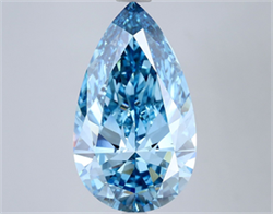 Picture of Lab Grown Diamond 7.01 Carats, Pear with  Cut, Fancy Vivid Blue Color, VS1 Clarity and Certified by IGI