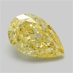 Picture of Lab Grown Diamond 4.07 Carats, Pear with  Cut, Fancy Vivid Yellow Color, VS1 Clarity and Certified by IGI