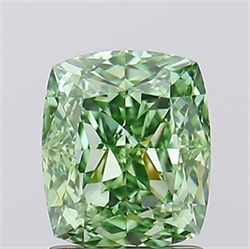 Picture of Lab Grown Diamond 1.73 Carats, CUSHION MODIFIED with  Cut, Fancy Vivid Green Color, IF Clarity and Certified by IGI