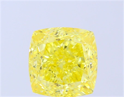 Picture of Lab Grown Diamond 5.05 Carats, CUSHION MODIFIED with  Cut, Fancy Vivid Yellow Color, VS1 Clarity and Certified by IGI
