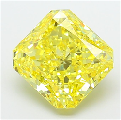 Picture of Lab Grown Diamond 7.66 Carats, SQUARE RADIANT with  Cut, Fancy Vivid Yellow Color, VS2 Clarity and Certified by IGI