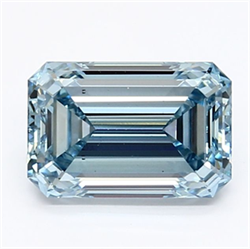 Picture of Lab Grown Diamond 1.62 Carats, Emerald with  Cut, Fancy Intense Blue Color, VS2 Clarity and Certified by IGI