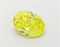 Picture of Lab Grown Diamond 1.52 Carats, Oval with  Cut, Fancy Vivid Yellow Color, VVS2 Clarity and Certified by IGI