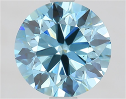 Picture of Lab Grown Diamond 1.71 Carats, Round with Ideal Cut, Fancy Vivid Blue Color, VS1 Clarity and Certified by IGI